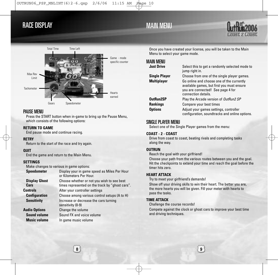 Page 5 of 9 - Sega Sega-Outrun-2006-Coast-2-Coast-Ulus-10064-Users-Manual- _PSP_MNLINT  Sega-outrun-2006-coast-2-coast-ulus-10064-users-manual