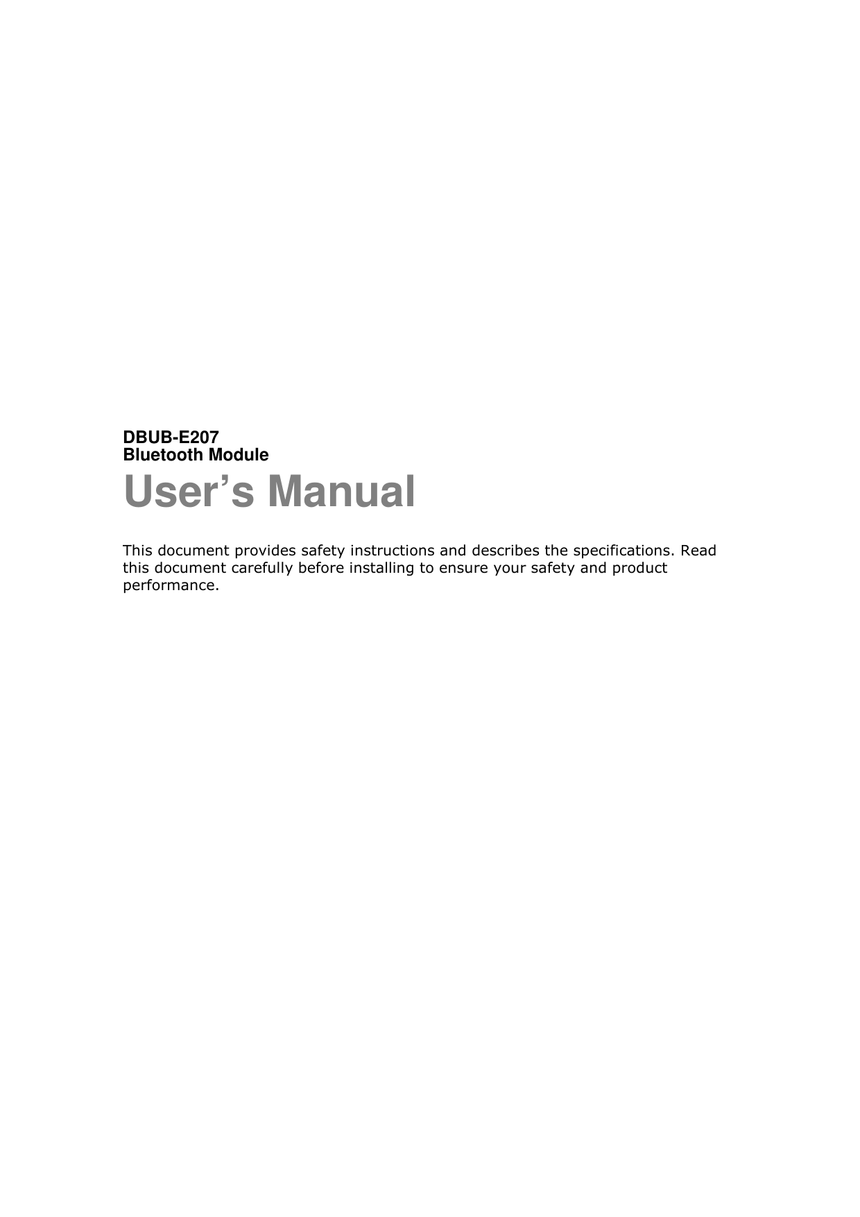 Seiko Epson AE-E207 Bluetooth Module User Manual