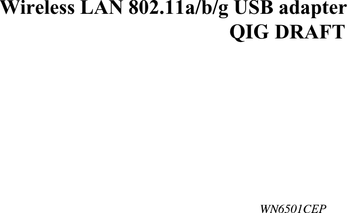 WN6501CEPWireless LAN 802.11a/b/g USB adapterQIG DRAFT