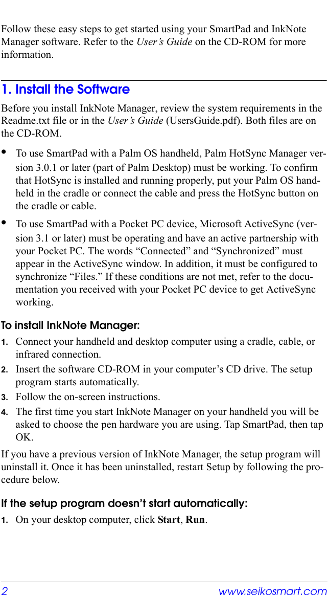 Page 2 of 8 - Seiko-Instruments Seiko-Instruments-Seiko-Instruments-Water-Pump-S11-Users-Manual- QuickStartSP0  Seiko-instruments-seiko-instruments-water-pump-s11-users-manual
