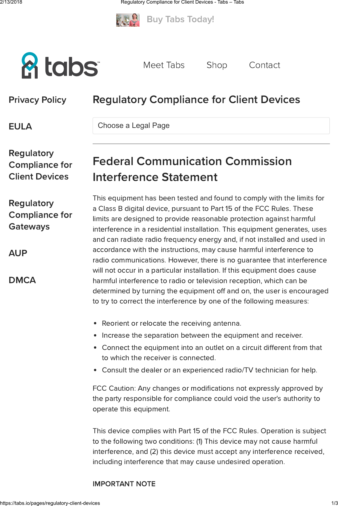 Page 1 of Semtech TBOL100 This product is a LoRa 902-928MHz Object Locator User Manual Regulatory Compliance notes
