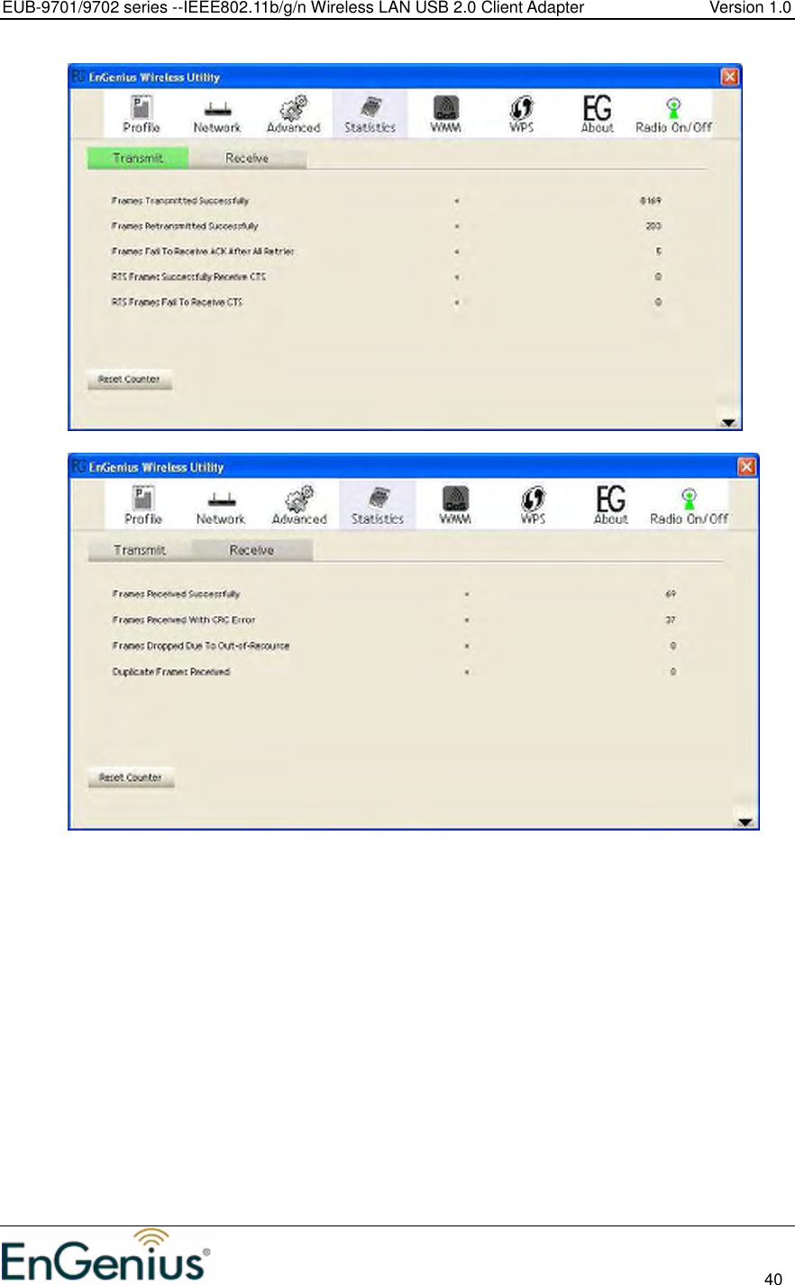 EUB-9701/9702 series --IEEE802.11b/g/n Wireless LAN USB 2.0 Client Adapter  Version 1.0                                                                                                                          40     