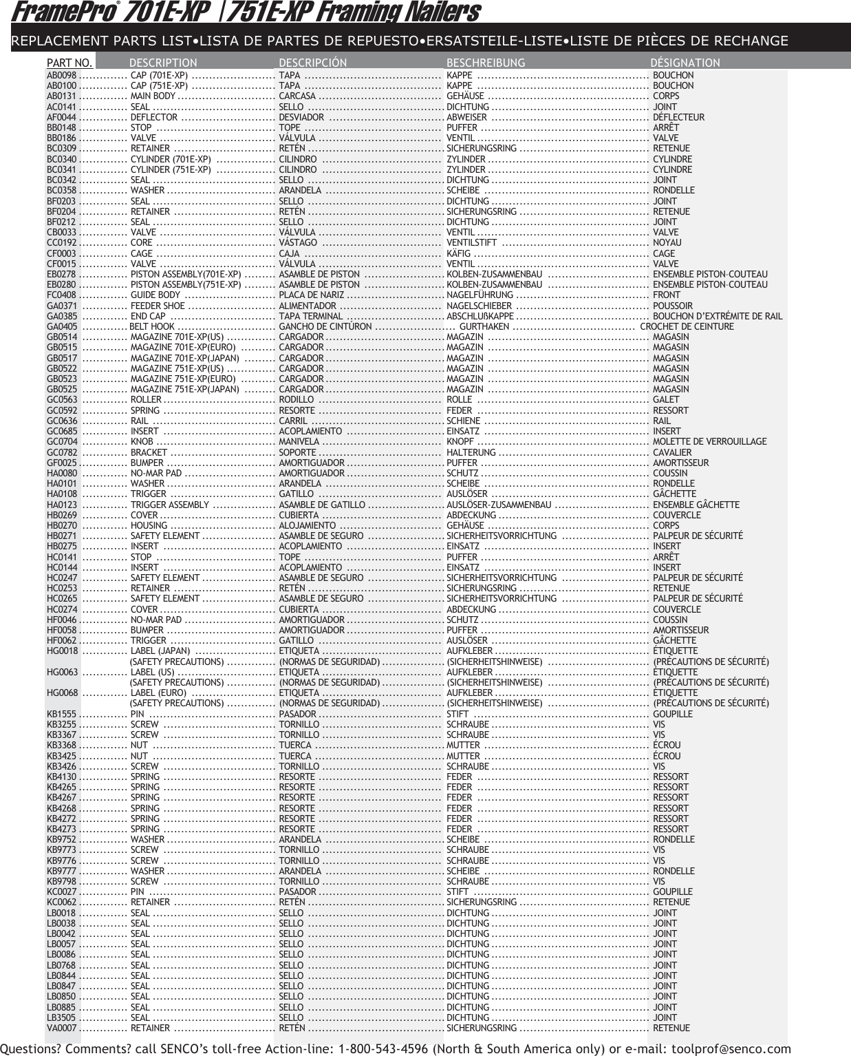 Page 4 of 4 - Senco Senco-Framepro-701E-Xp-Users-Manual- FP701E-XP/751E-XP / NFG02L  Senco-framepro-701e-xp-users-manual