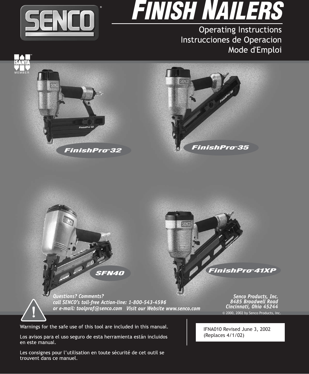 Senco Sfn40 Users Manual IFNA010 / Finish Nailers