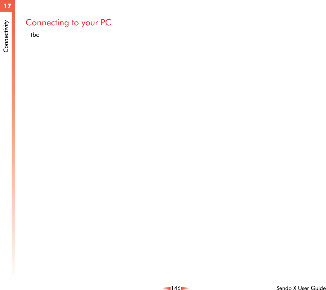 146 Sendo X User Guide17ConnectivityConnecting to your PCtbc