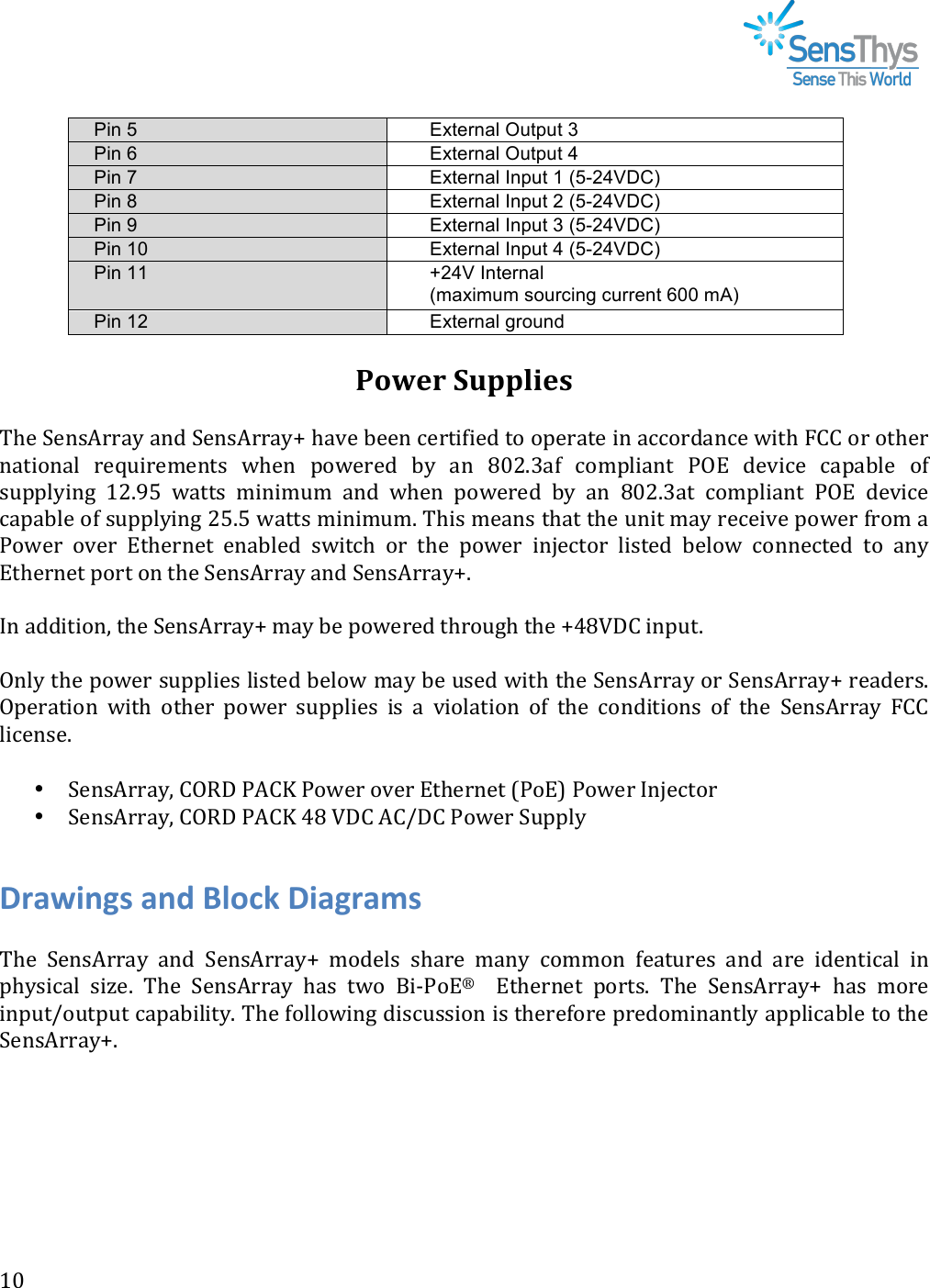 !&quot;U!!!!Pin 5 External Output 3 Pin 6 External Output 4 Pin 7 External Input 1 (5-24VDC) Pin 8 External Input 2 (5-24VDC) Pin 9 External Input 3 (5-24VDC) Pin 10 External Input 4 (5-24VDC) Pin 11 +24V Internal  (maximum sourcing current 600 mA) Pin 12 External ground !Power&apos;Supplies&apos;!C52!62(07**+1!+(=!62(07**+1W!5+&lt;2!?22(!32*,/4/2=!,&apos;!&apos;82*+,2!/(!+33&apos;*=+(32!H/,5!E&amp;&amp;!&apos;*!&apos;,52*!(+,/&apos;(+.! *2&gt;-/*292(,0! H52(! 8&apos;H2*2=! ?1! +(! TU#G$+4! 3&apos;98./+(,! QRS! =2&lt;/32! 3+8+?.2! &apos;4!0-88.1/()! &quot;#Gj]! H+,,0! 9/(/9-9! +(=! H52(! 8&apos;H2*2=! ?1! +(! TU#G$+,! 3&apos;98./+(,! QRS! =2&lt;/32!3+8+?.2!&apos;4!0-88.1/()!#]G]!H+,,0!9/(/9-9G!C5/0!92+(0!,5+,!,52!-(/,!9+1!*232/&lt;2!8&apos;H2*!4*&apos;9!+!Q&apos;H2*! &apos;&lt;2*! S,52*(2,! 2(+?.2=! 0H/,35!&apos;*! ,52!8&apos;H2*! /(Z23,&apos;*! ./0,2=! ?2.&apos;H! 3&apos;((23,2=! ,&apos;! +(1!S,52*(2,!8&apos;*,!&apos;(!,52!62(07**+1!+(=!62(07**+1WG!!B(!+==/,/&apos;(M!,52!62(07**+1W!9+1!?2!8&apos;H2*2=!,5*&apos;-)5!,52!W%TdF&amp;!/(8-,G!!!R(.1!,52!8&apos;H2*!0-88./20!./0,2=!?2.&apos;H!9+1!?2!-02=!H/,5!,52!62(07**+1!&apos;*!62(07**+1W!*2+=2*0G!R82*+,/&apos;(! H/,5! &apos;,52*! 8&apos;H2*! 0-88./20! /0! +! &lt;/&apos;.+,/&apos;(! &apos;4! ,52! 3&apos;(=/,/&apos;(0! &apos;4! ,52! 62(07**+1! E&amp;&amp;!./32(02G!!• 62(07**+1M!&amp;RDF!Q7&amp;i!Q&apos;H2*!&apos;&lt;2*!S,52*(2,!XQ&apos;SY!Q&apos;H2*!B(Z23,&apos;*!• 62(07**+1M!&amp;RDF!Q7&amp;i!%T!dF&amp;!7&amp;^F&amp;!Q&apos;H2*!6-88.1!!Drawings&amp;and&amp;Block&amp;Diagrams&amp;!C52! 62(07**+1! +(=! 62(07**+1W! 9&apos;=2.0! 05+*2! 9+(1! 3&apos;99&apos;(! 42+,-*20! +(=! +*2! /=2(,/3+.! /(!8510/3+.! 0/b2G! C52! 62(07**+1! 5+0! ,H&apos;! [/AQ&apos;S\!!S,52*(2,! 8&apos;*,0G! C52! 62(07**+1W! 5+0! 9&apos;*2!/(8-,^&apos;-,8-,!3+8+?/./,1G!C52!4&apos;..&apos;H/()!=/03-00/&apos;(!/0!,52*24&apos;*2!8*2=&apos;9/(+(,.1!+88./3+?.2!,&apos;!,52!62(07**+1WG!! 