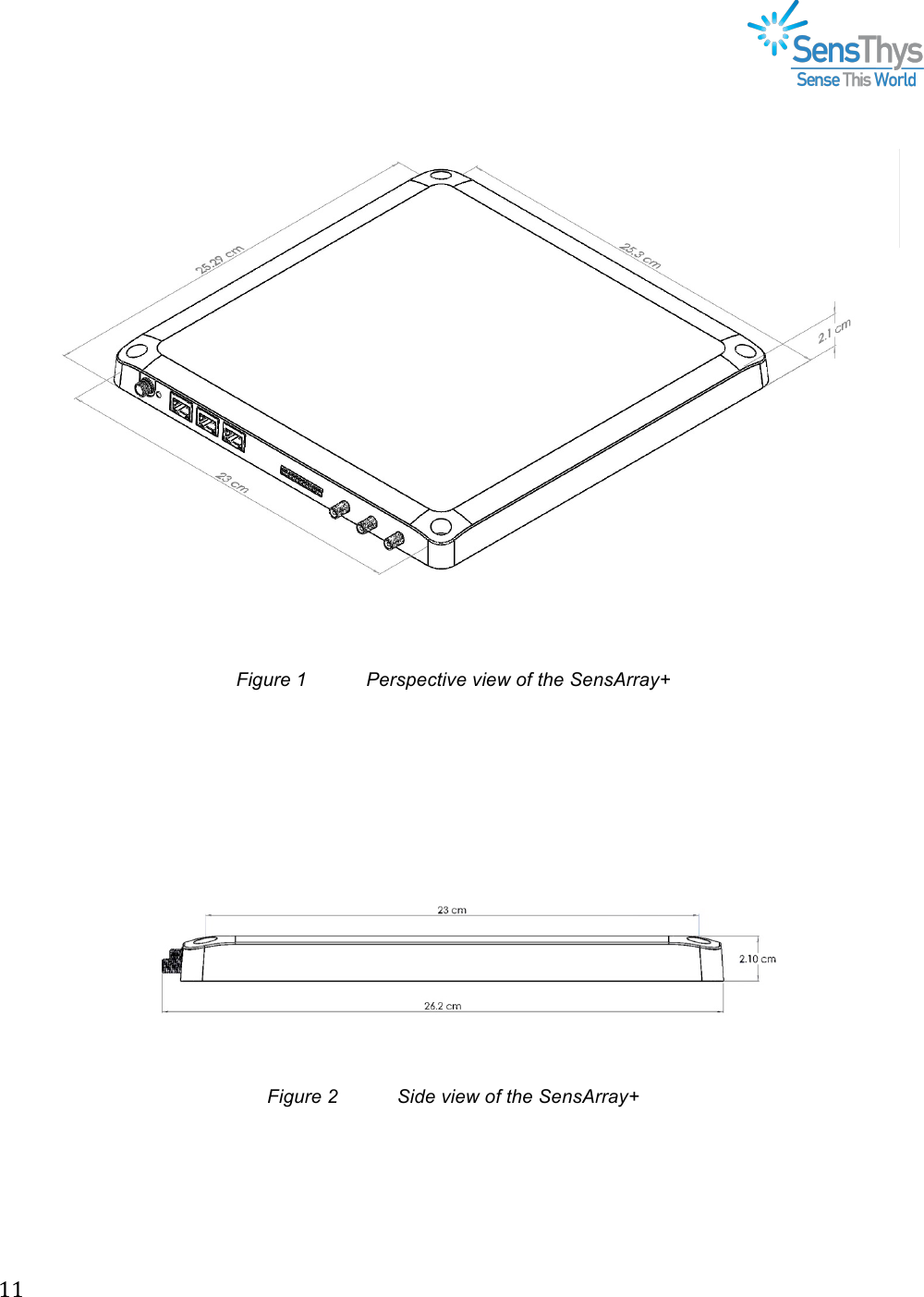 !&quot;&quot;!!!!!!Figure 1   Perspective view of the SensArray+ ! !!!!!!Figure 2   Side view of the SensArray+  !
