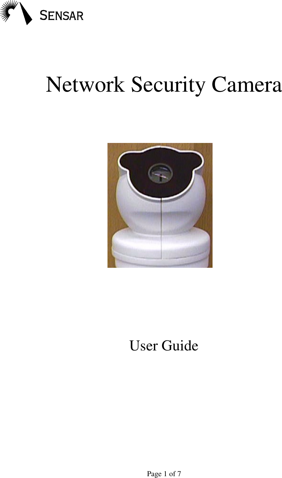 Page 1 of 7Network Security CameraUser Guide