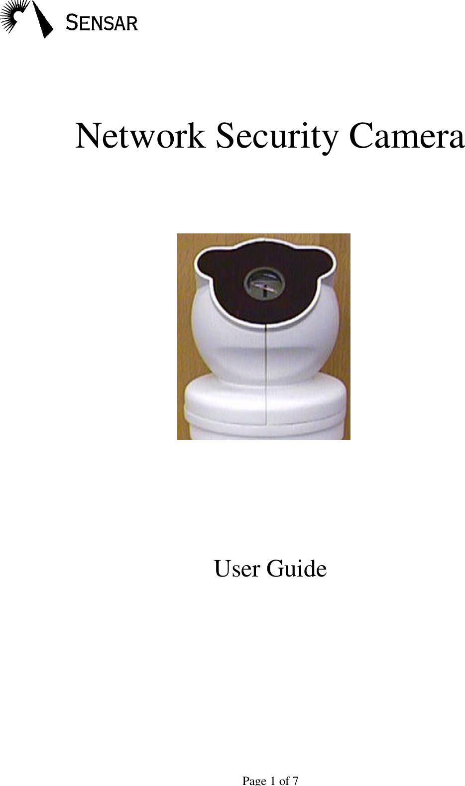 Page 1 of 7Network Security CameraUser Guide