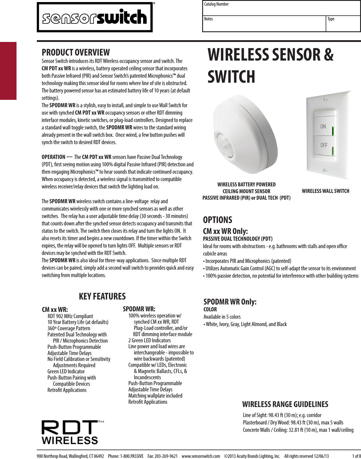 Sensor Switch Ssiintr003 Wireless Ceiling Mounted Occupancy Sensor