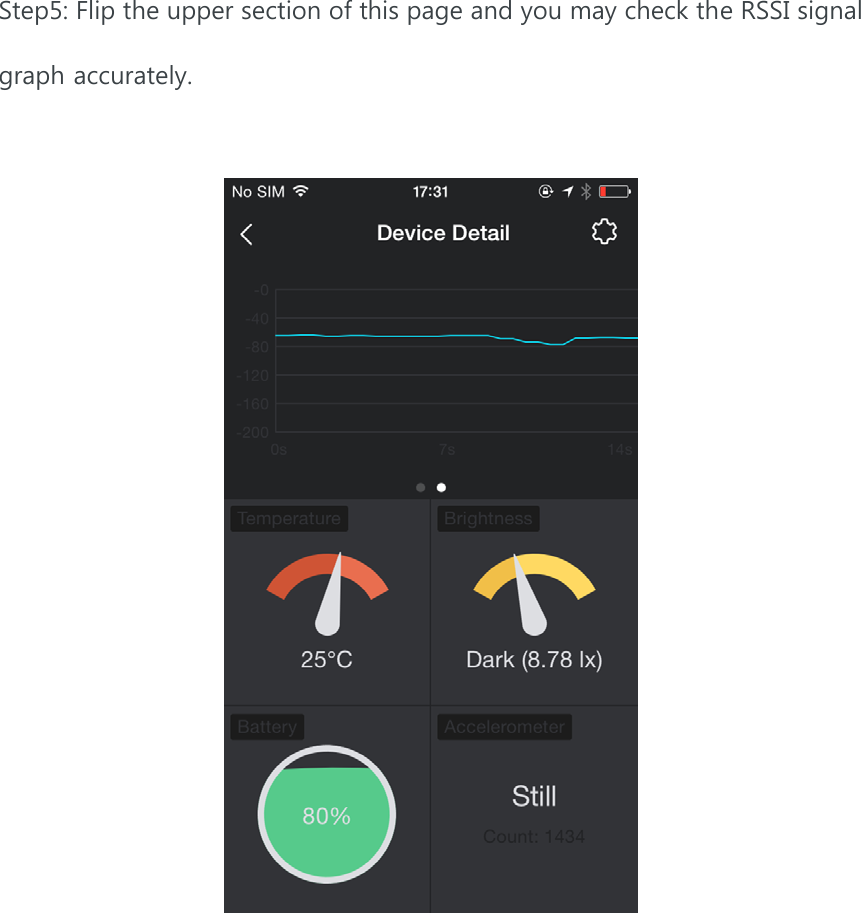  Step5: Flip the upper section of this page and you may check the RSSI signal graph accurately.     