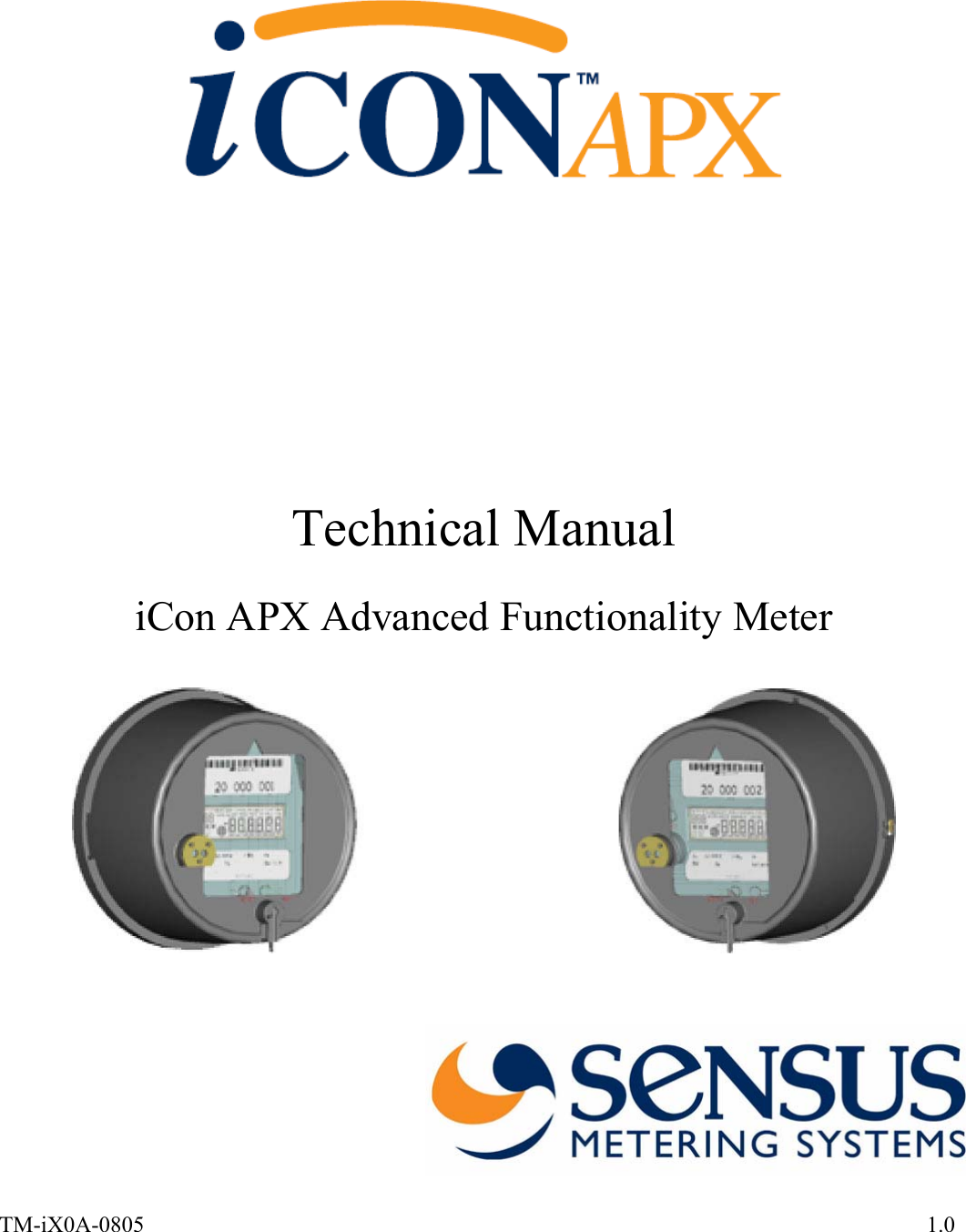     Technical Manual iCon APX Advanced Functionality Meter   TM-iX0A-0805  1.0 