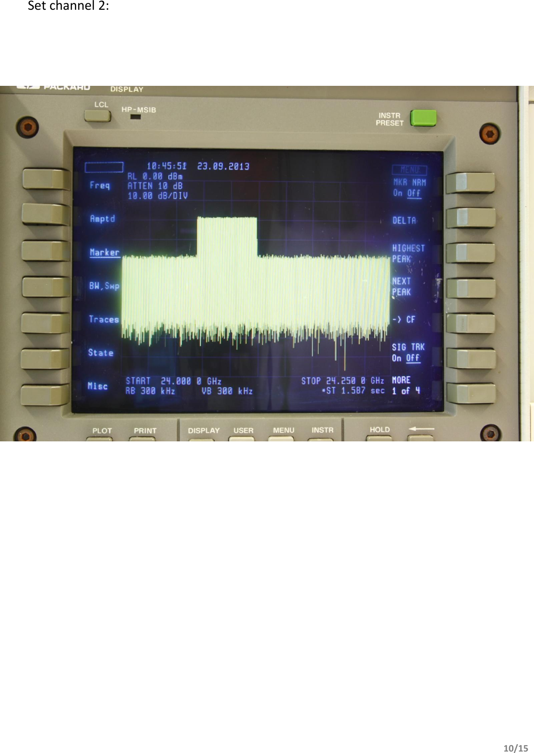         10/15          Set channel 2:    