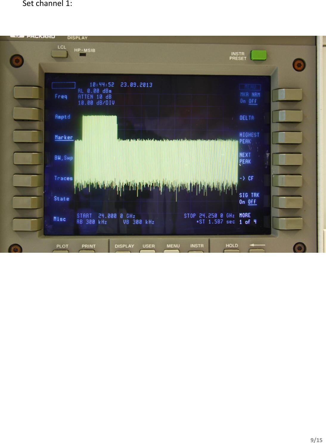         9/15           Set channel 1:    