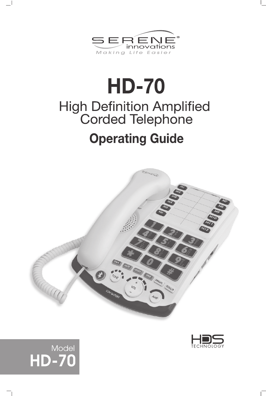 Serene Innovations HD70 High Definition Amplified Corded Telephone
