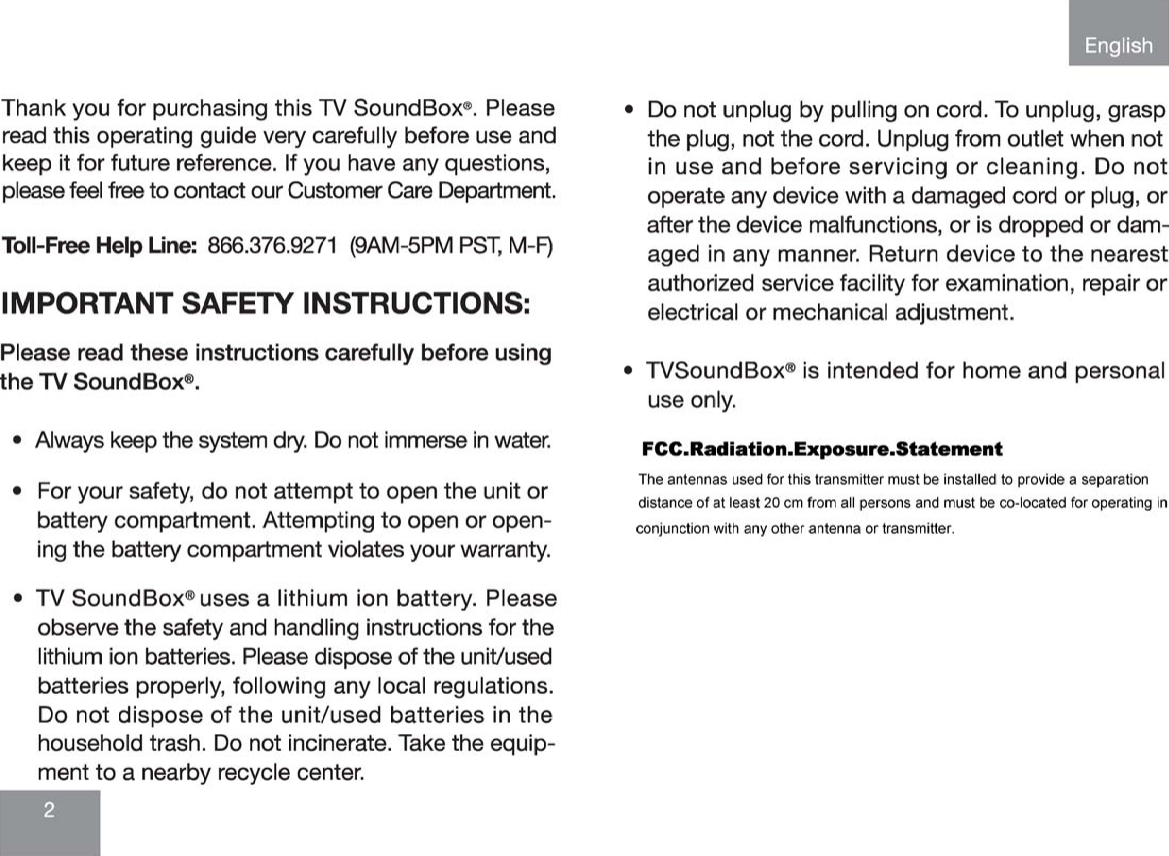 Serene Innovations Tvsb Wireless Tv Speaker User Manual