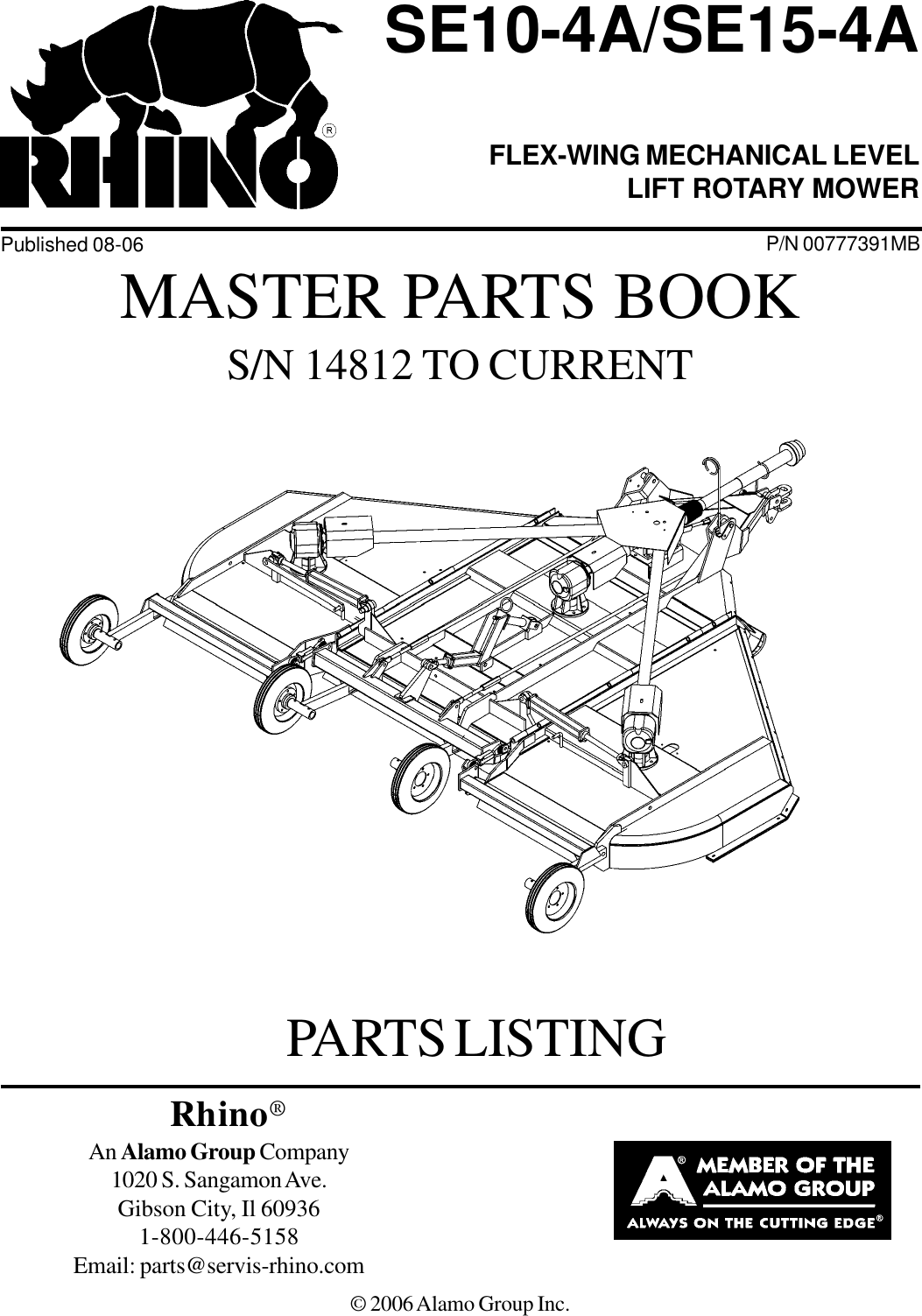 Servis Rhino Lawn Mower 14812 Users Manual SE15 4A SE10 4A.p65