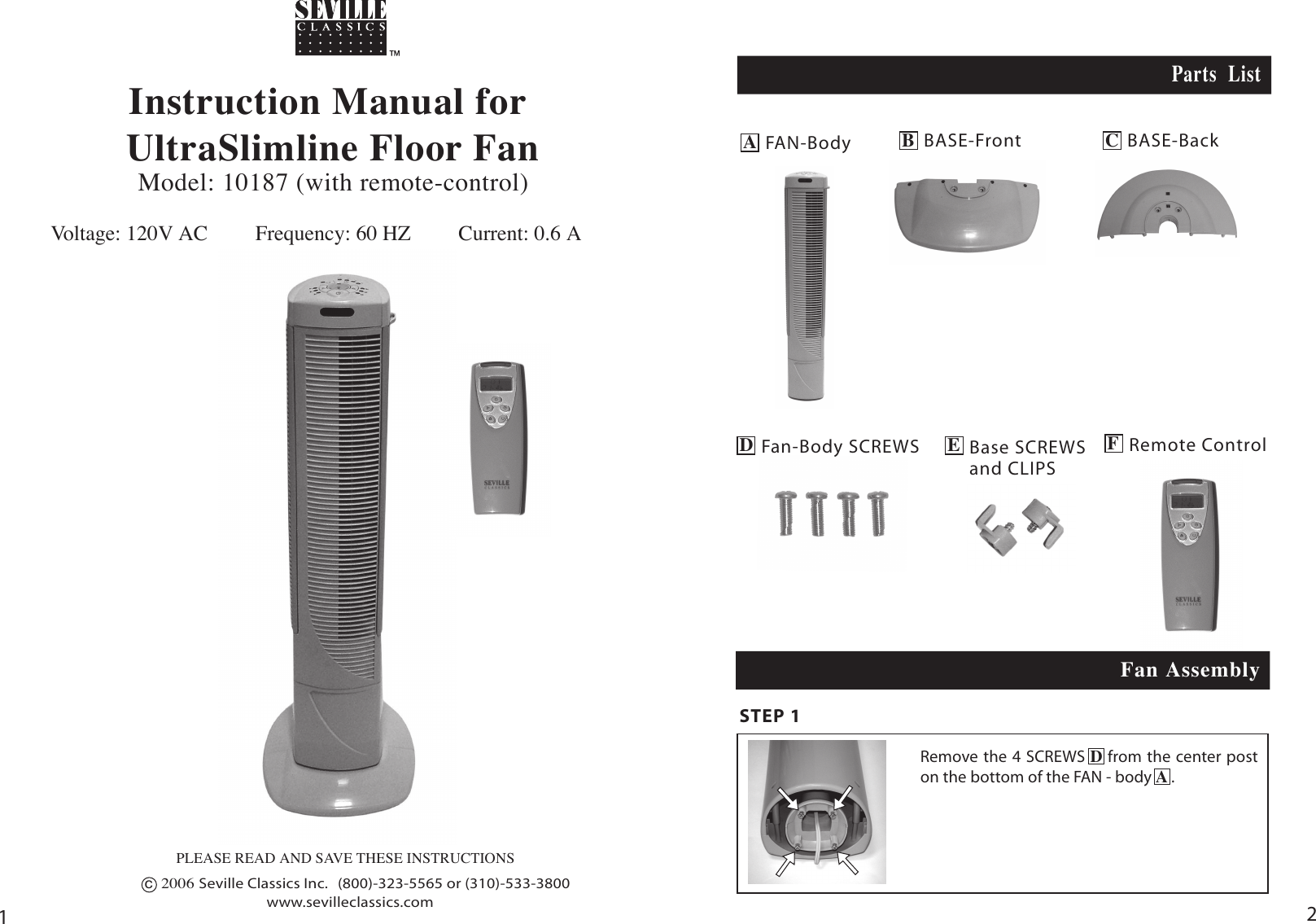 Page 1 of 4 - Seville-Classics Seville-Classics-10187-Users-Manual-  Seville-classics-10187-users-manual