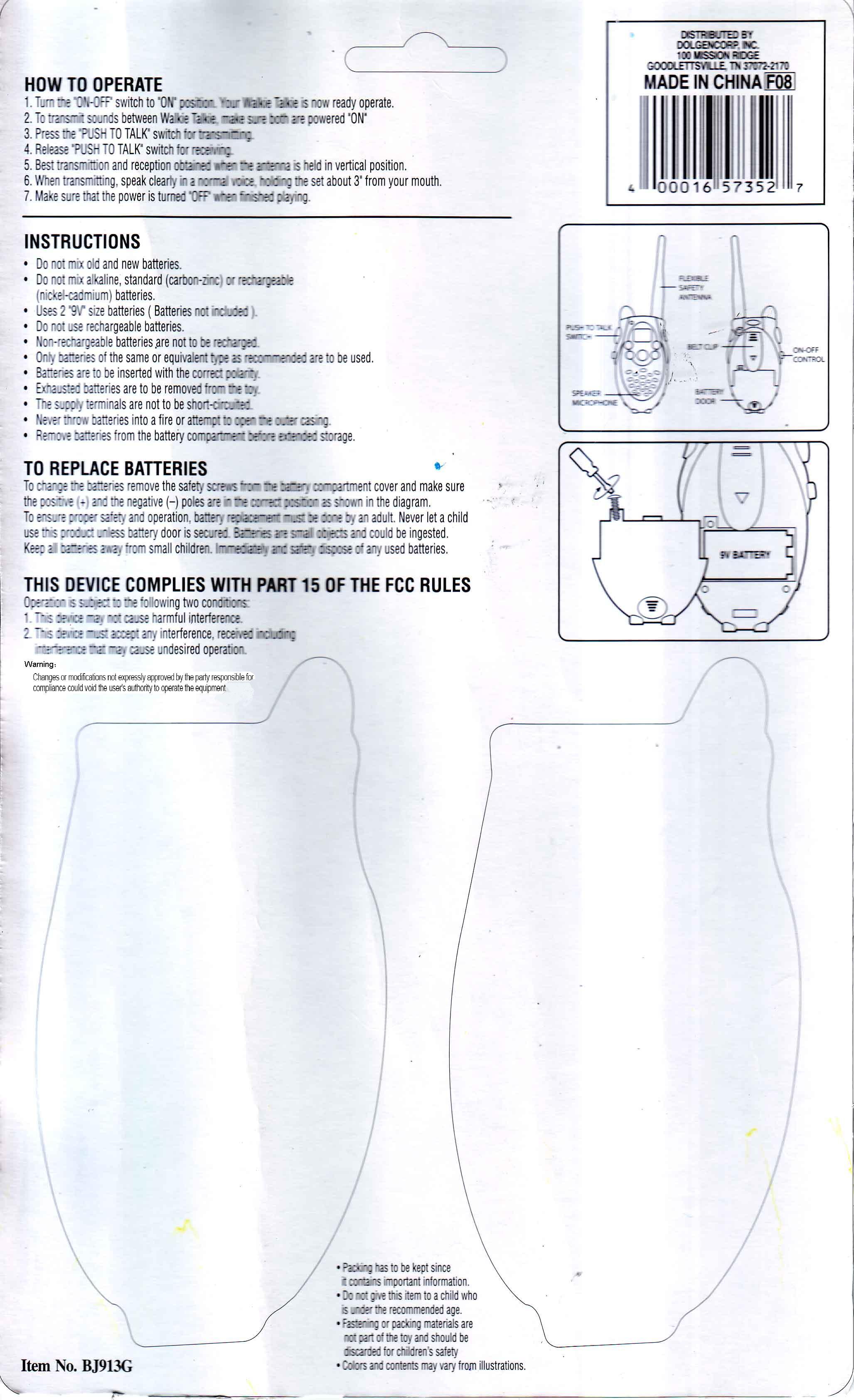 B/O WALKIE TALKIE User Manual