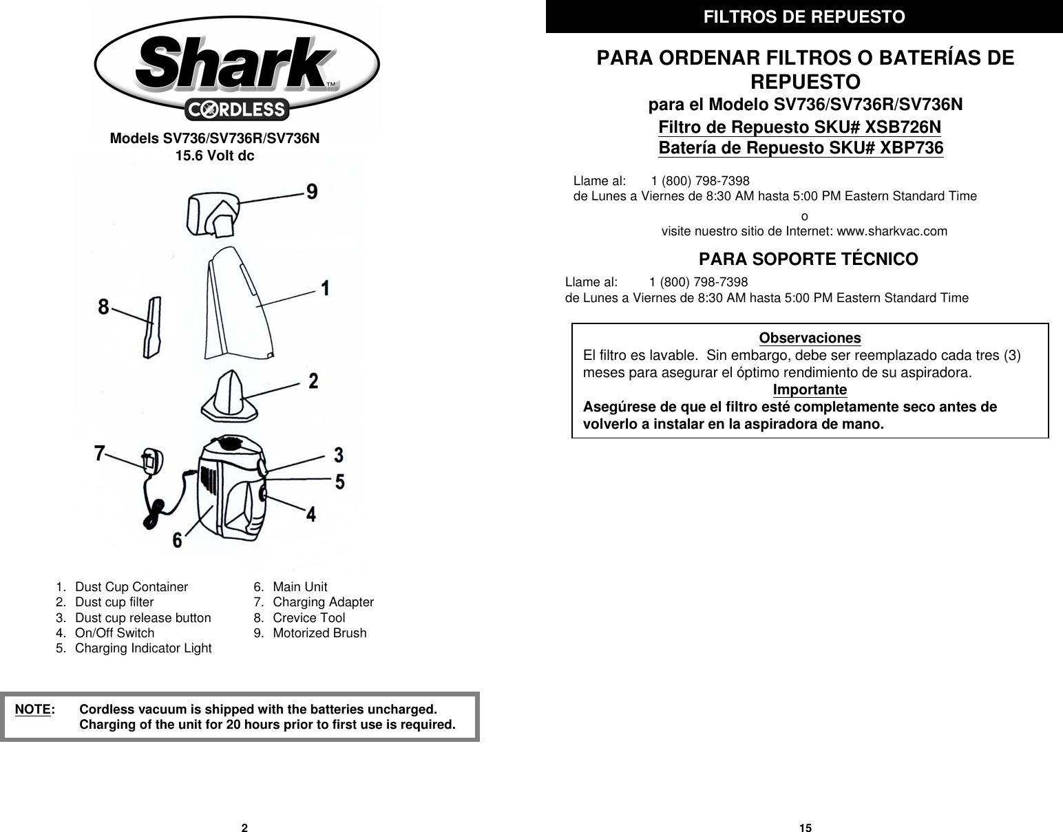 Page 4 of 10 - Shark SV736  1 User Manual To The 8cd83d3f-44f5-1d34-61fa-4bdba253d0bc