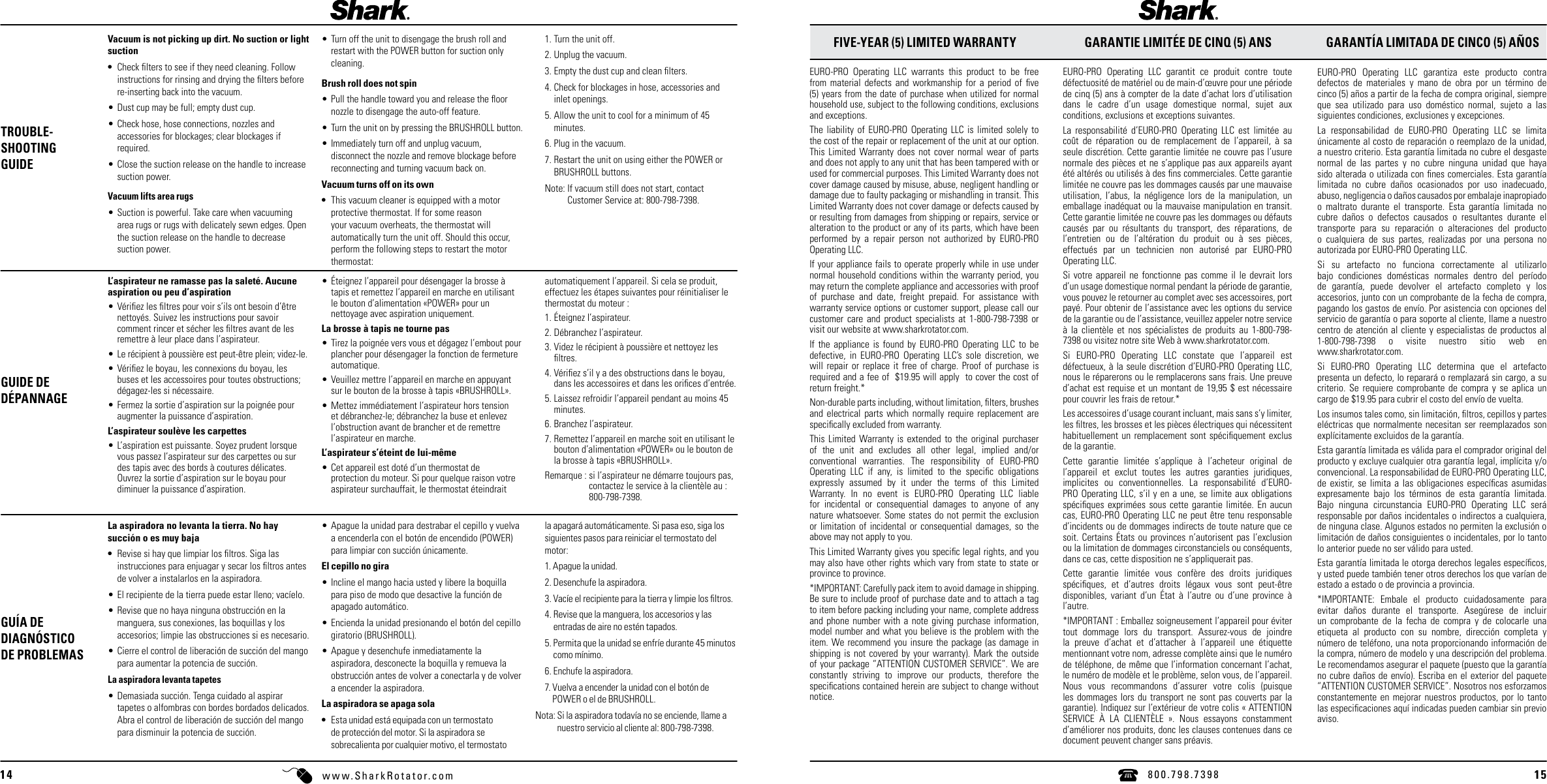 Page 8 of 9 - Shark Shark-Nv501-Users-Manual-  Shark-nv501-users-manual