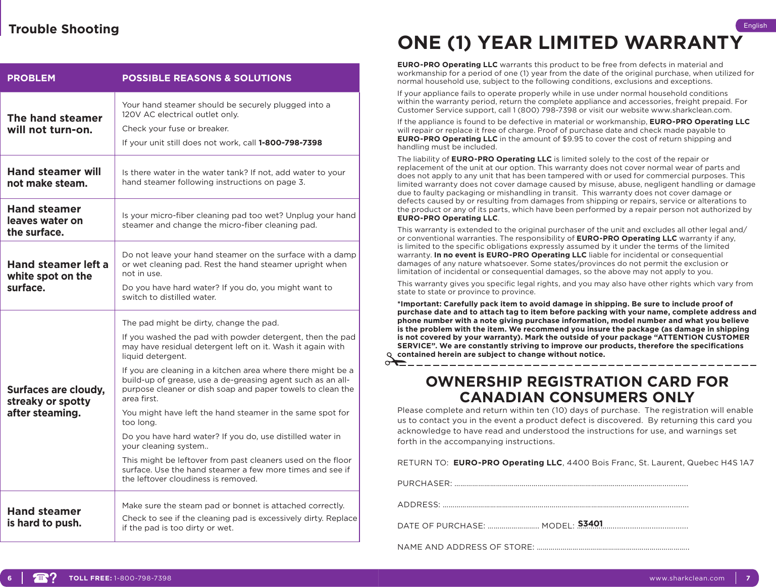 Page 6 of 7 - Shark Shark-S3401-Users-Manual-  Shark-s3401-users-manual