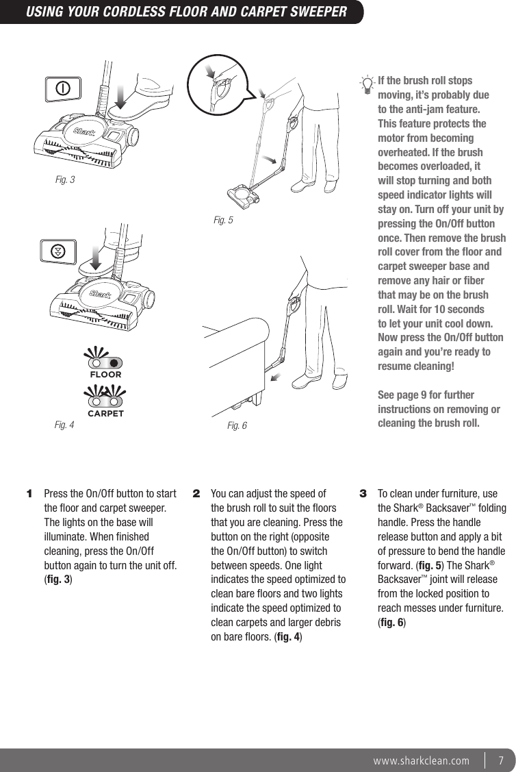 Page 7 of 12 - Shark Shark-Shark-Cordless-Floor-And-Carpet-Sweeper-V2950-Users-Manual-  Shark-shark-cordless-floor-and-carpet-sweeper-v2950-users-manual