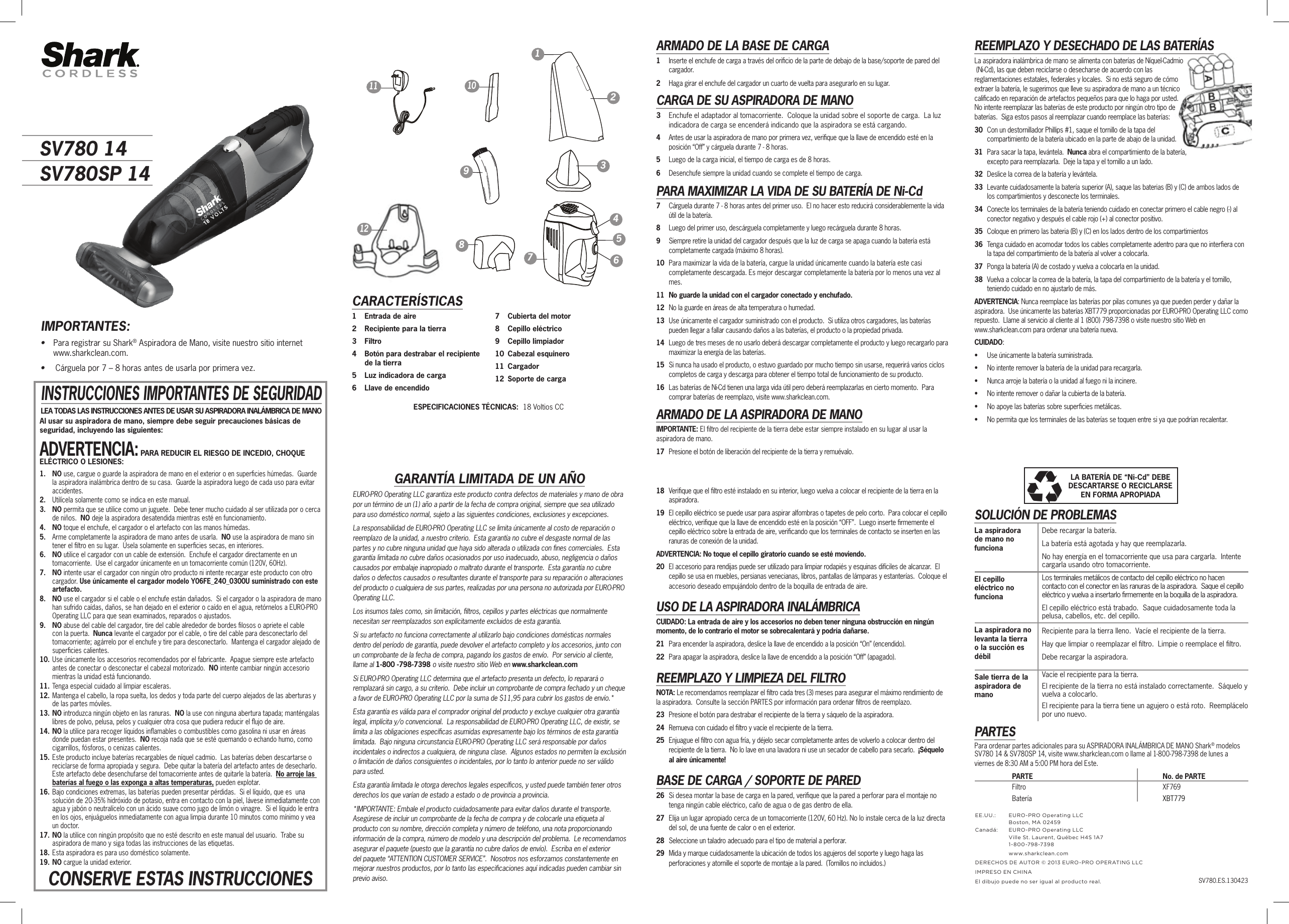 Page 2 of 2 - Shark Shark-Shark-Cordless-Pet-Perfect-Ii-Hand-Vac-Sv780-Users-Manual-  Shark-shark-cordless-pet-perfect-ii-hand-vac-sv780-users-manual