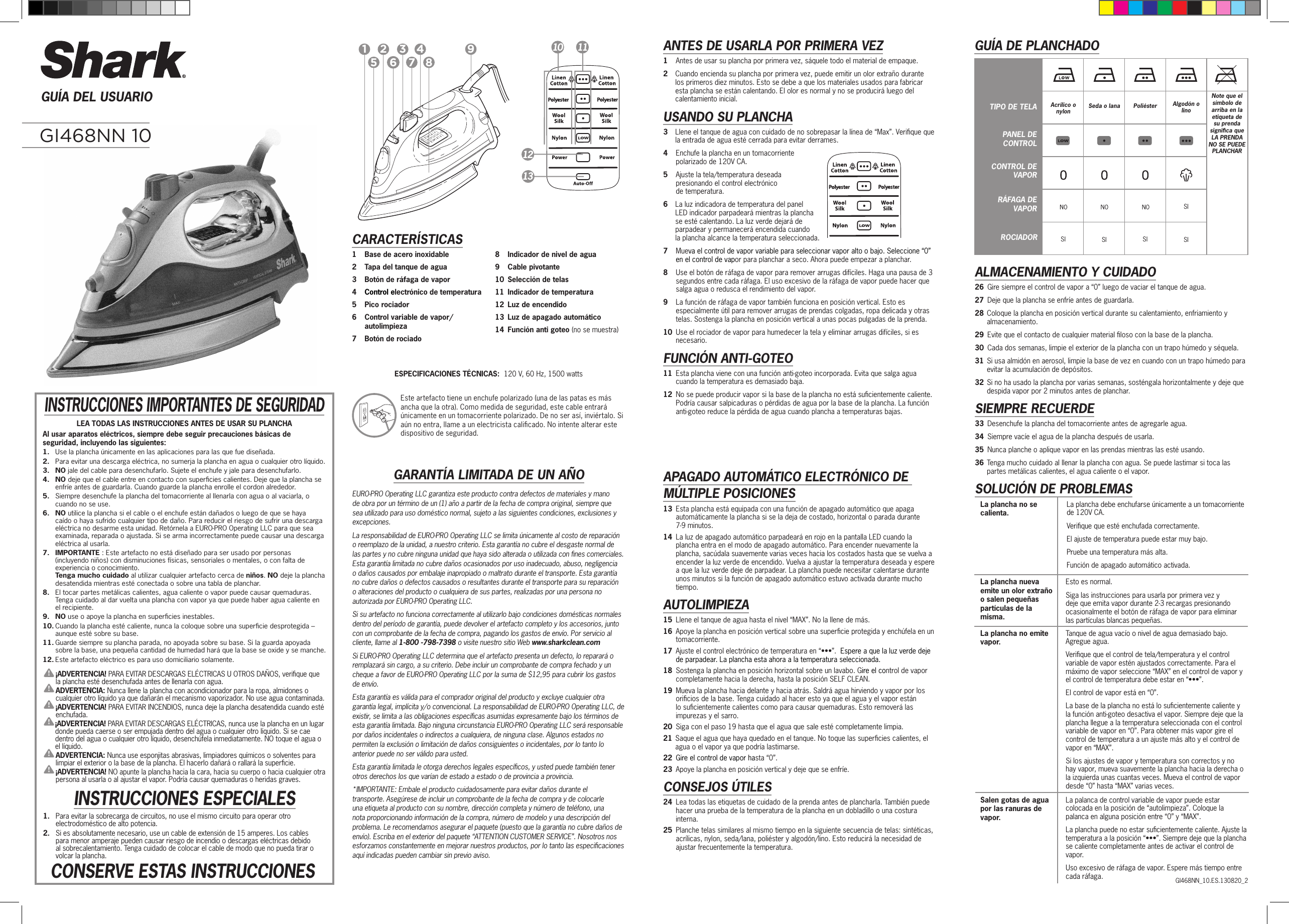 Page 2 of 2 - Shark Shark-Shark-Lightweight-Professional-Electronic-Iron-Gi468-Users-Manual-  Shark-shark-lightweight-professional-electronic-iron-gi468-users-manual