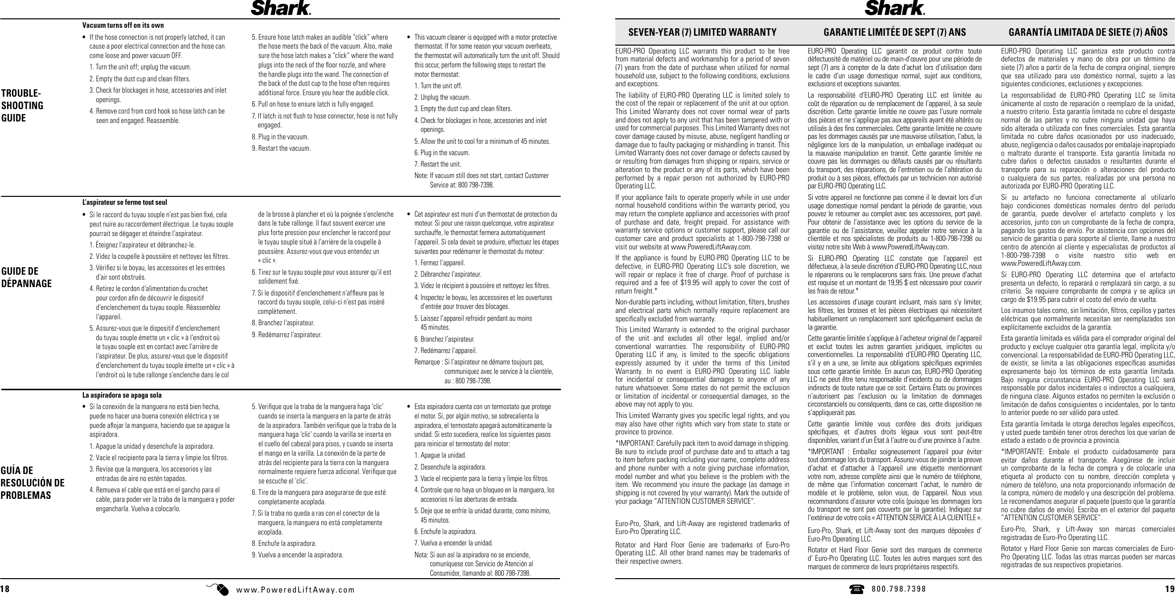 Page 10 of 11 - Shark Shark-Shark-Rotator-Powered-Lift-Away-Upright-Vacuum-Nv651-Owners-Guide-  Shark-shark-rotator-powered-lift-away-upright-vacuum-nv651-owners-guide