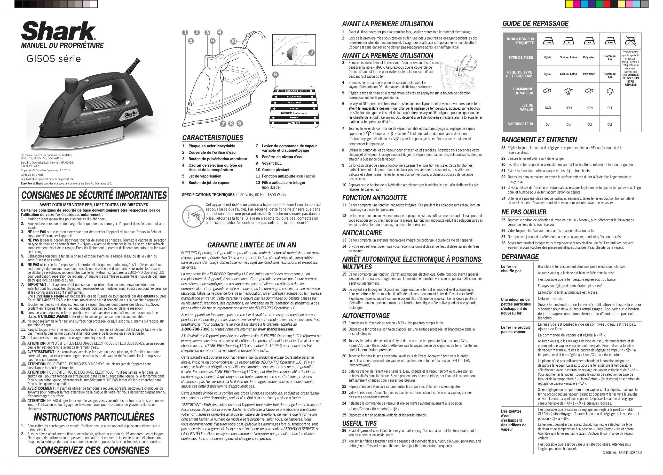 Page 2 of 2 - Shark Shark-Shark-Ultimate-Professional-Iron-Gi505-Users-Manual-  Shark-shark-ultimate-professional-iron-gi505-users-manual
