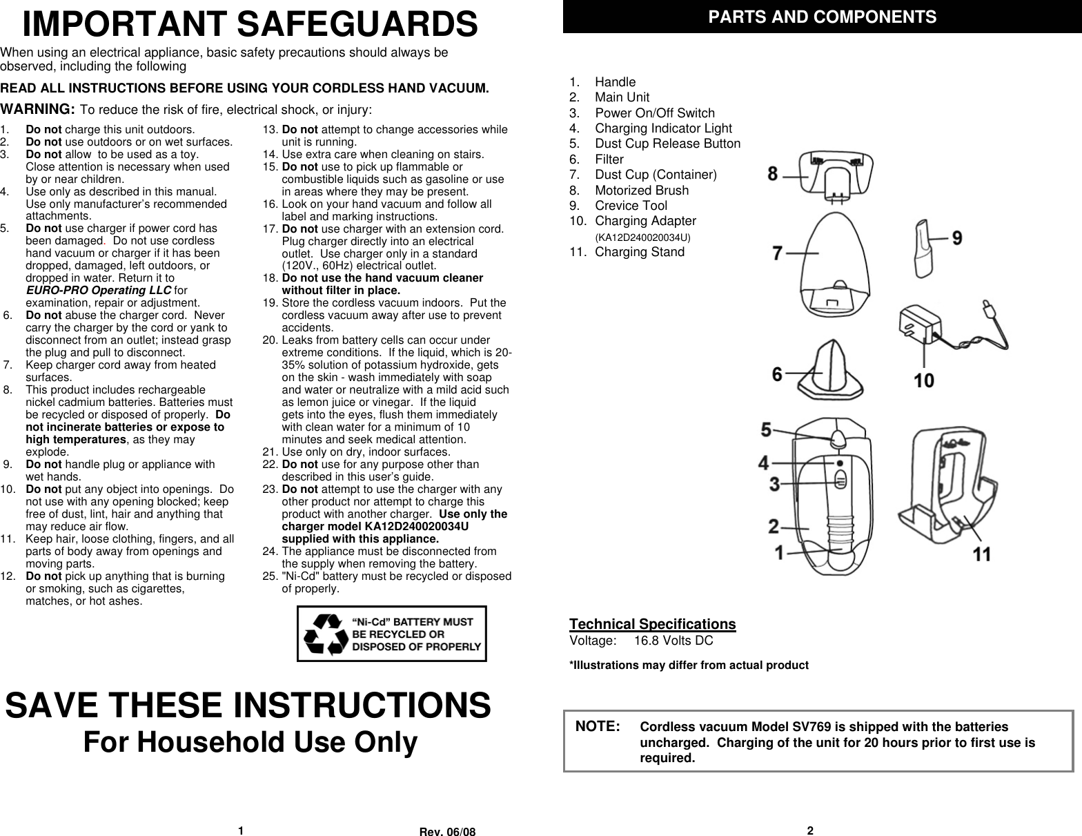 Page 2 of 8 - Shark Sv769  1 User Manual To The Eb05cc22-213c-4bbf-9e91-afdd7b48148d