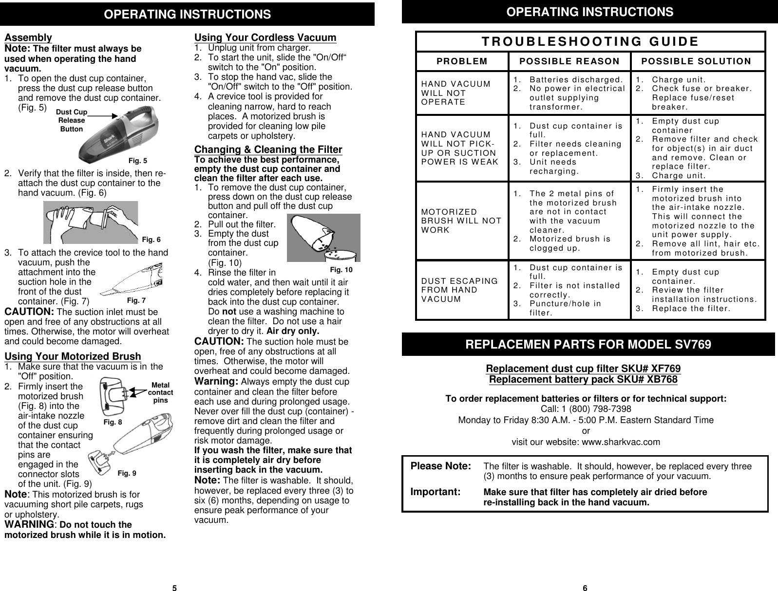 Page 4 of 8 - Shark Sv769  1 User Manual To The Eb05cc22-213c-4bbf-9e91-afdd7b48148d