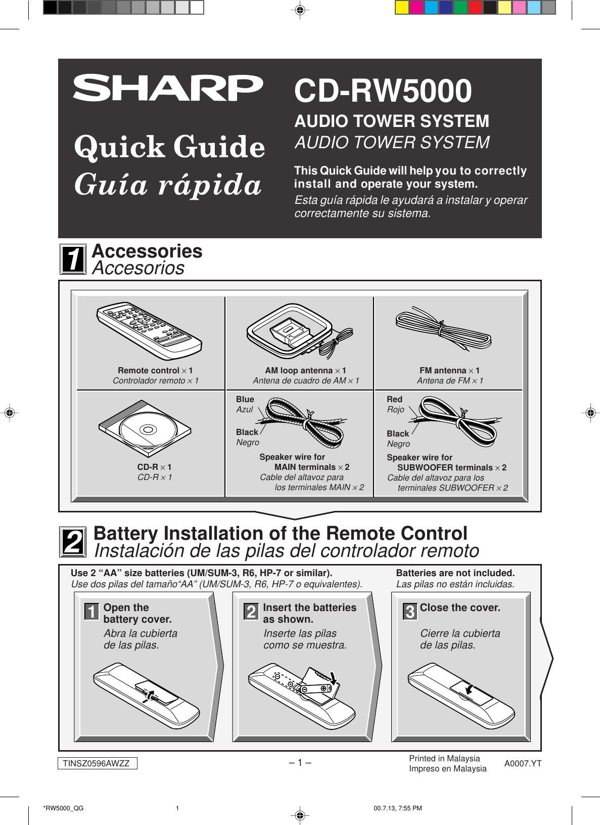 Page 1 of 8 - Sharp Cdrw5000-Quick-Guide CD-RW5000 Quick Start Guide