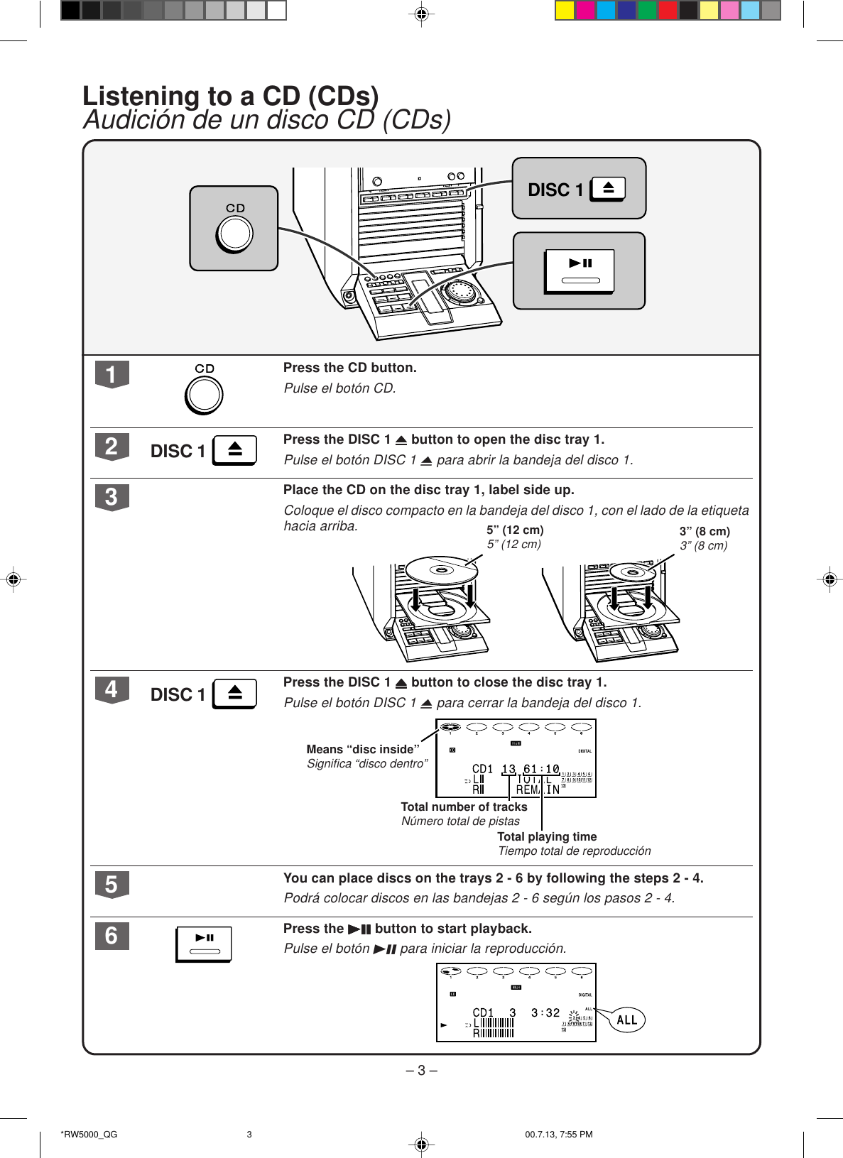 Page 3 of 8 - Sharp Cdrw5000-Quick-Guide CD-RW5000 Quick Start Guide