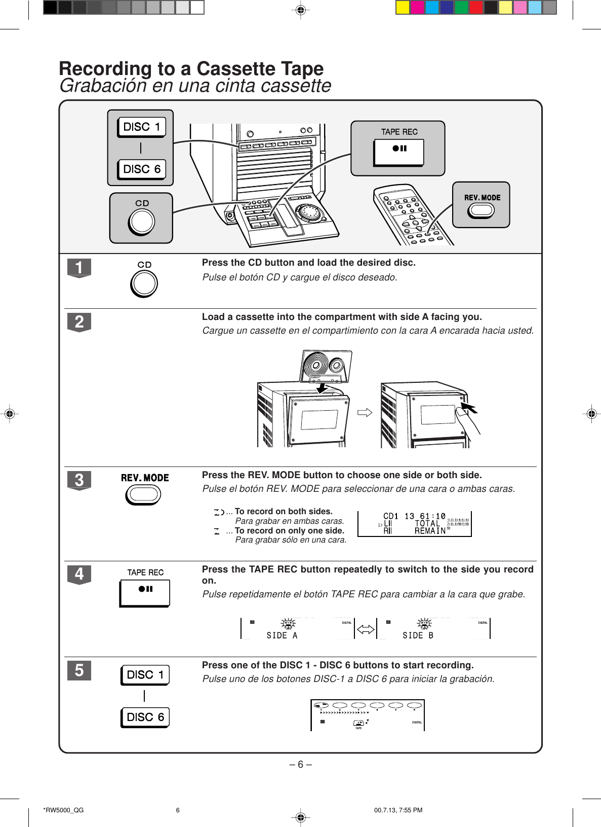 Page 6 of 8 - Sharp Cdrw5000-Quick-Guide CD-RW5000 Quick Start Guide