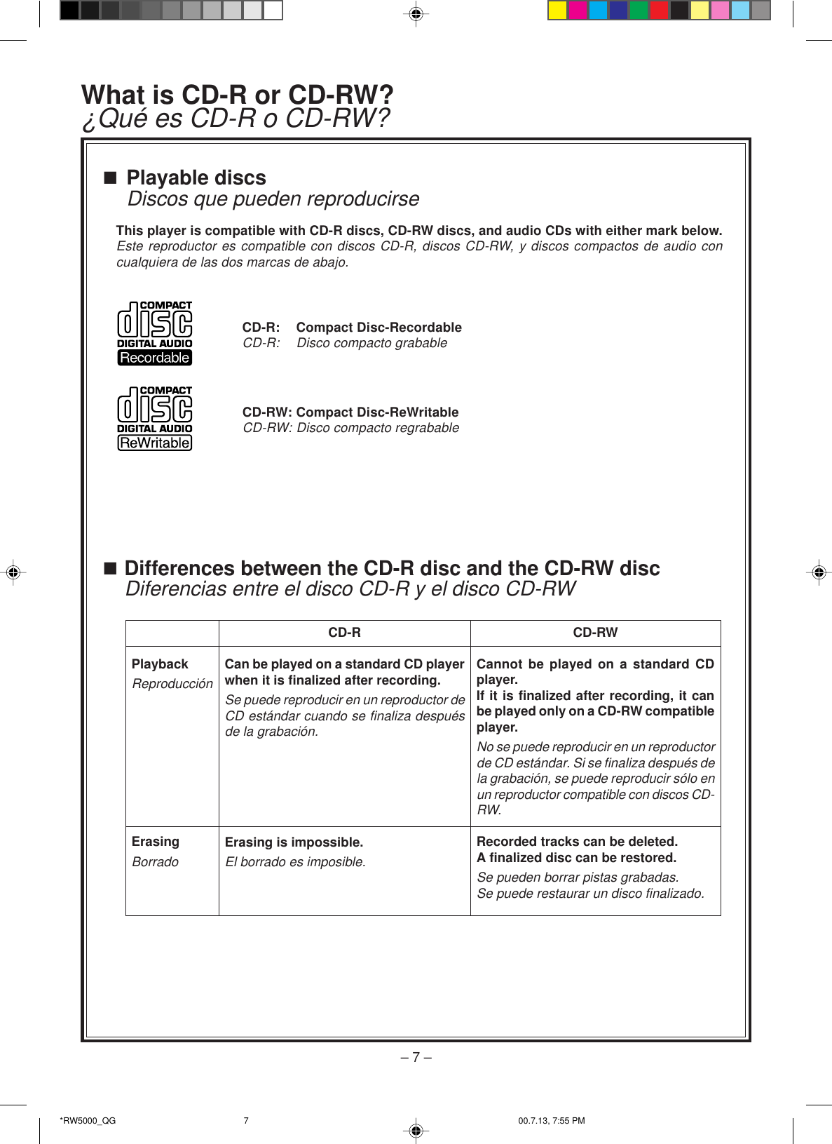 Page 7 of 8 - Sharp Cdrw5000-Quick-Guide CD-RW5000 Quick Start Guide