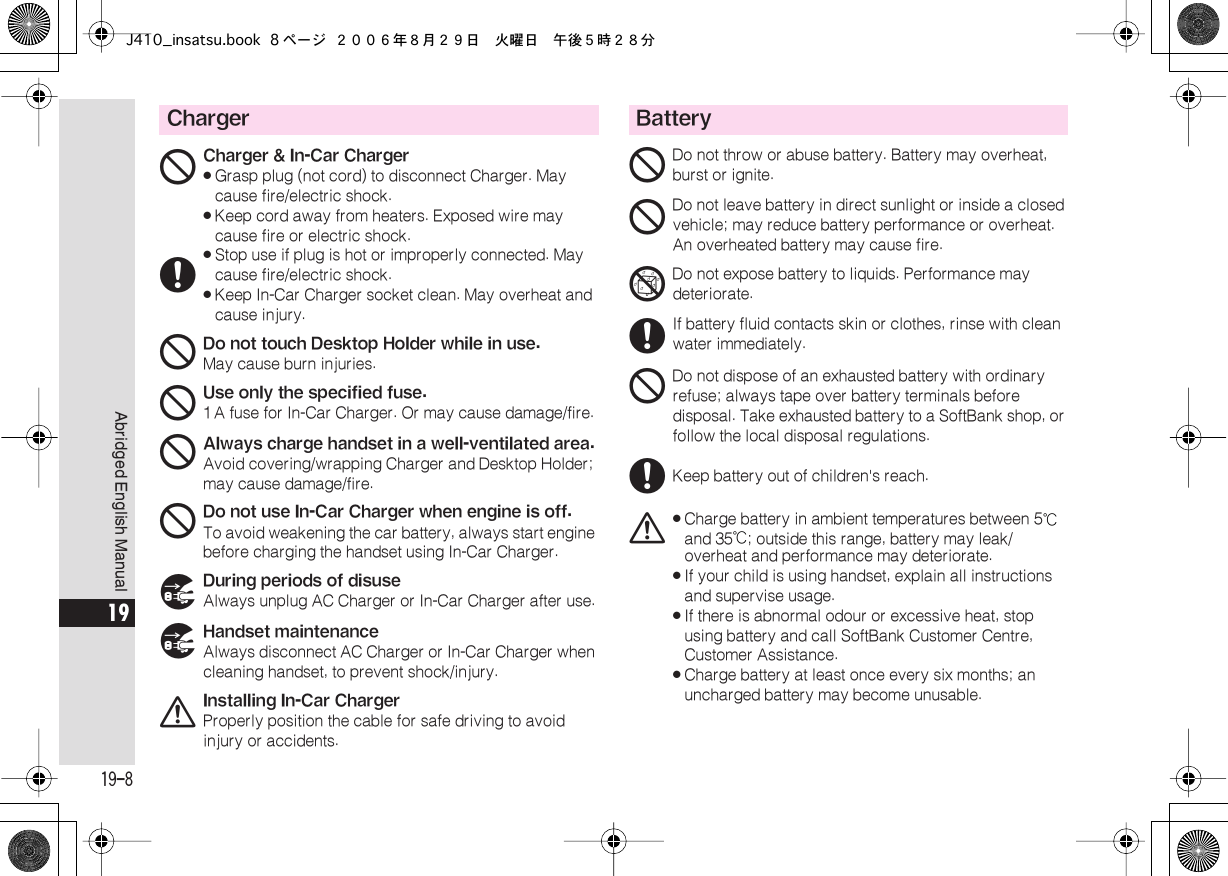 Page 8 of Sharp HRO00050 Cellular Transceiver With Bluetooth User Manual J410 insatsu