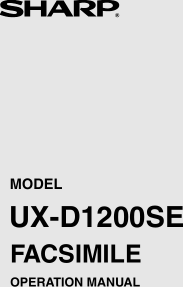 FACSIMILEOPERATION MANUALMODELUX-D1200SE