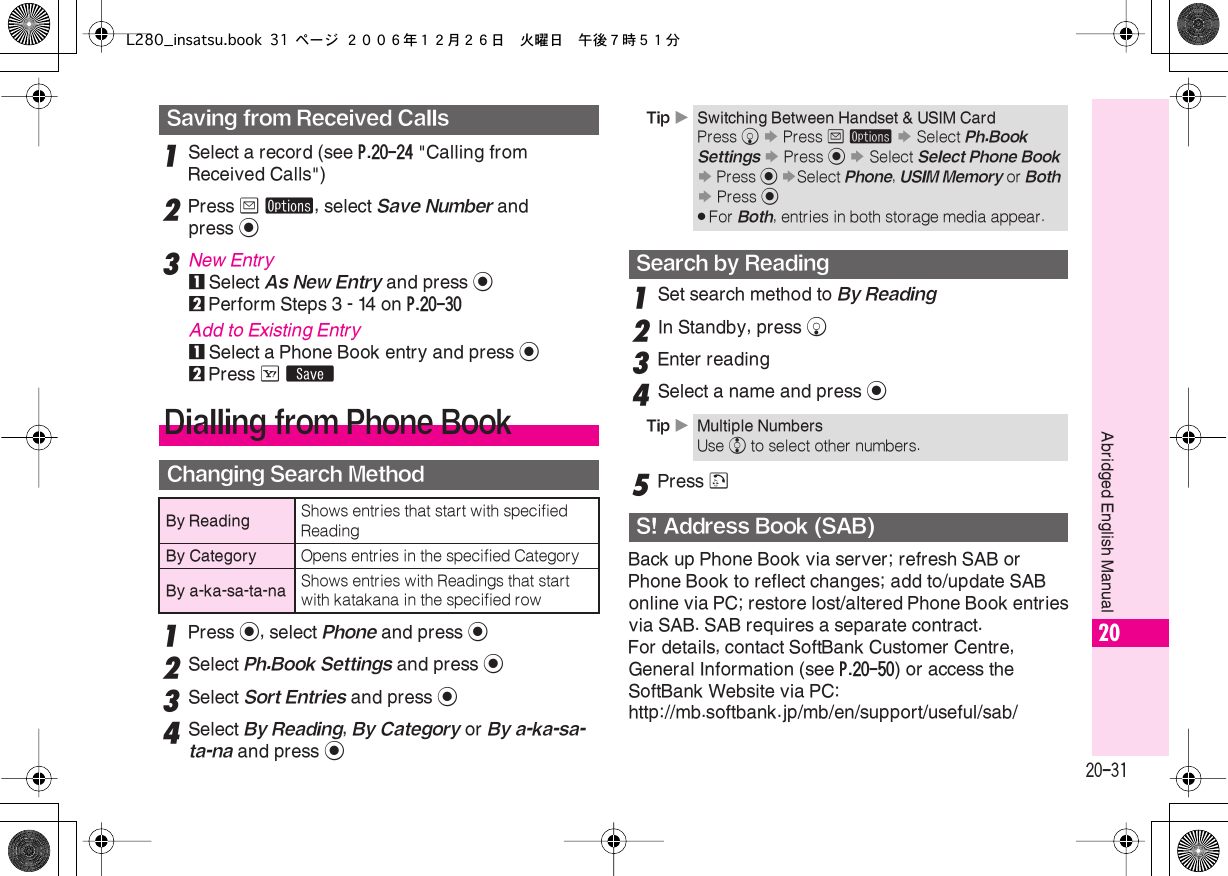 Page 31 of Sharp HRO00055 Cellular Transceiver with Bluetooth User Manual L280 insatsu