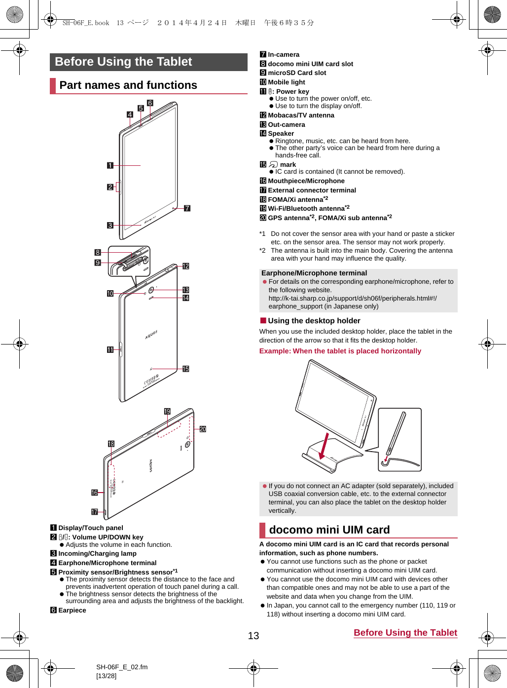 Page 10 of Sharp HRO00208 Hand Held Mini Phablet User Manual Manual