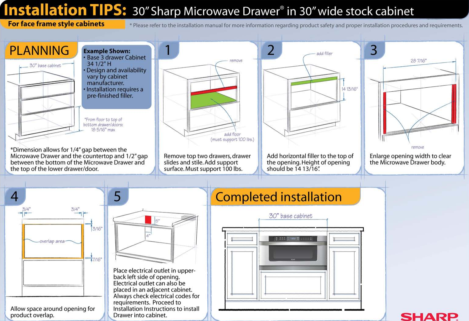 Sharp Installation Tips 30 In Face Frame Cabinet Microwave Drawer