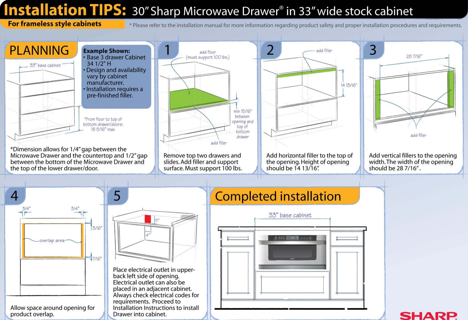 Sharp Installation Tips 30 In 33 Frameless Microwave Drawer