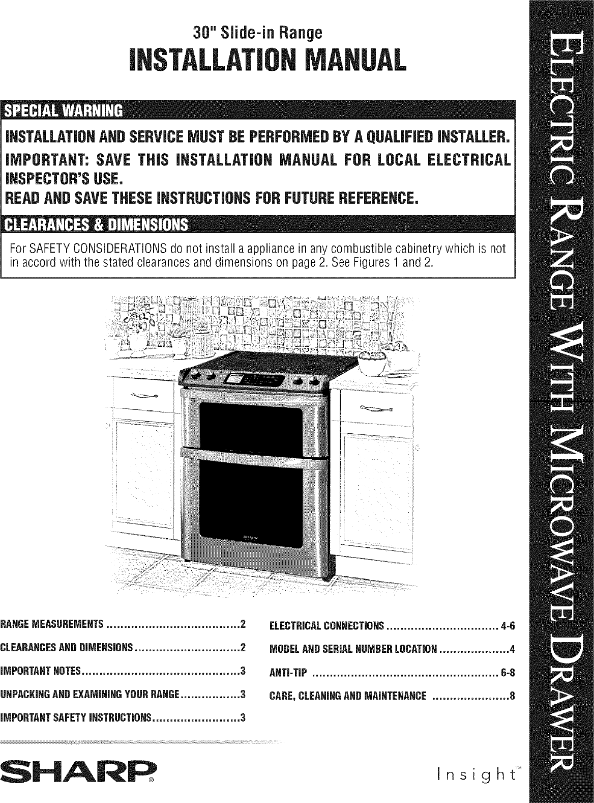 Page 1 of 8 - Sharp KB-4425LS User Manual  ELECTRIC RANGE W/MICROWAVE DRAWER - Manuals And Guides L0701299