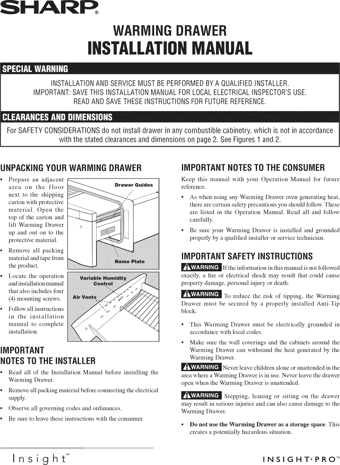 Sharp Kb6100ns User Manual Warm Drawer Manuals And Guides L0909122
