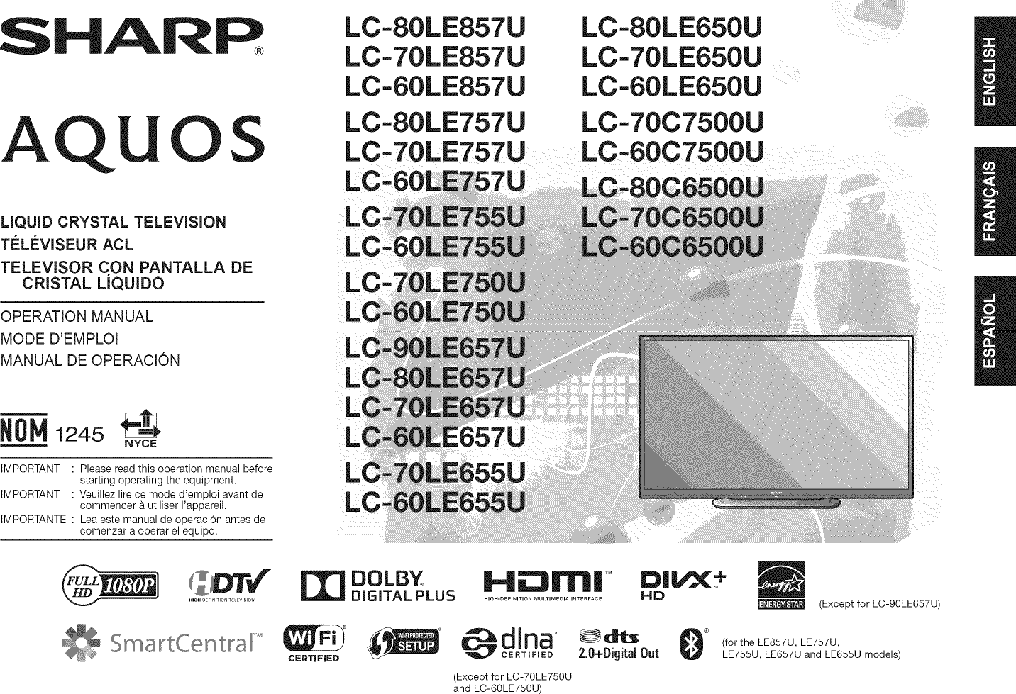 Sharp Lc 60c7500u User Manual Led Television Manuals And Guides l