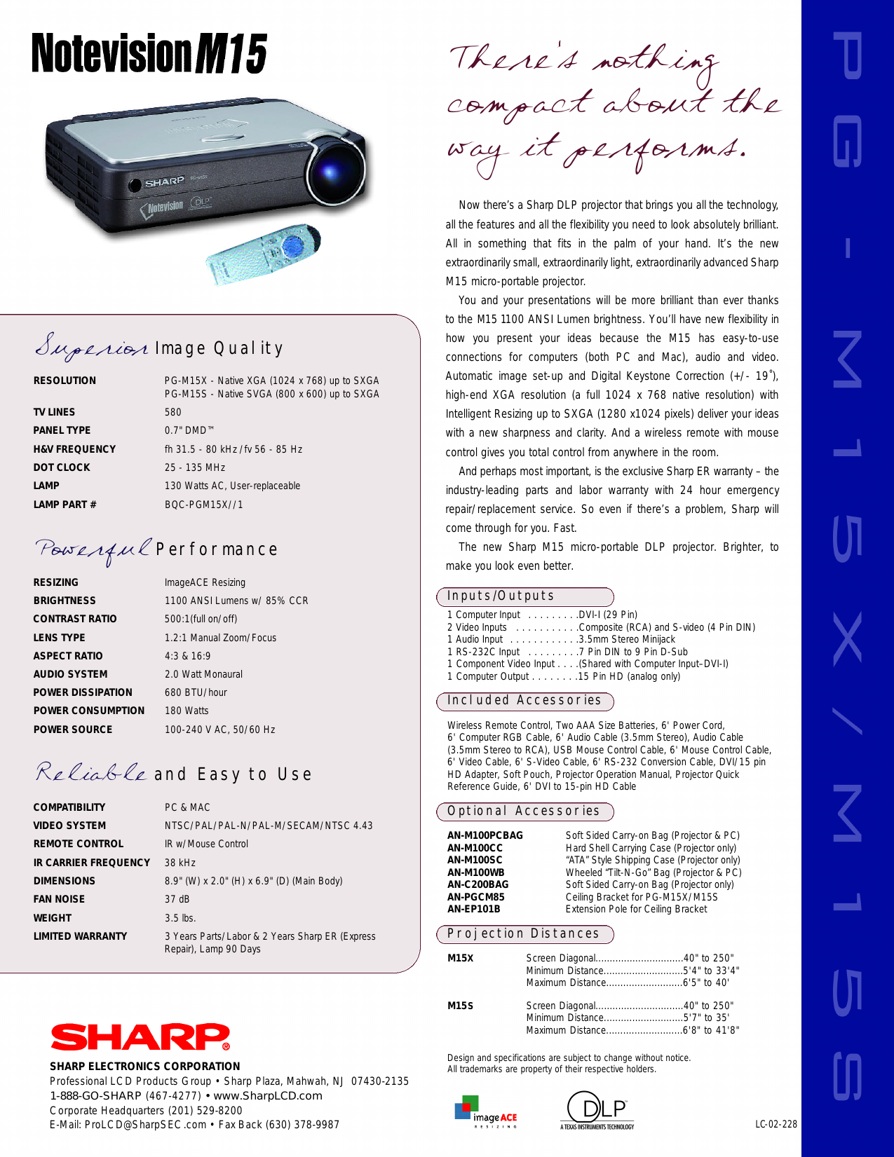 Page 2 of 2 - Sharp M15 SHA085_M15_specsheet User Manual  To The 8d58f5bc-5247-4483-b92d-15fc1eec1c64