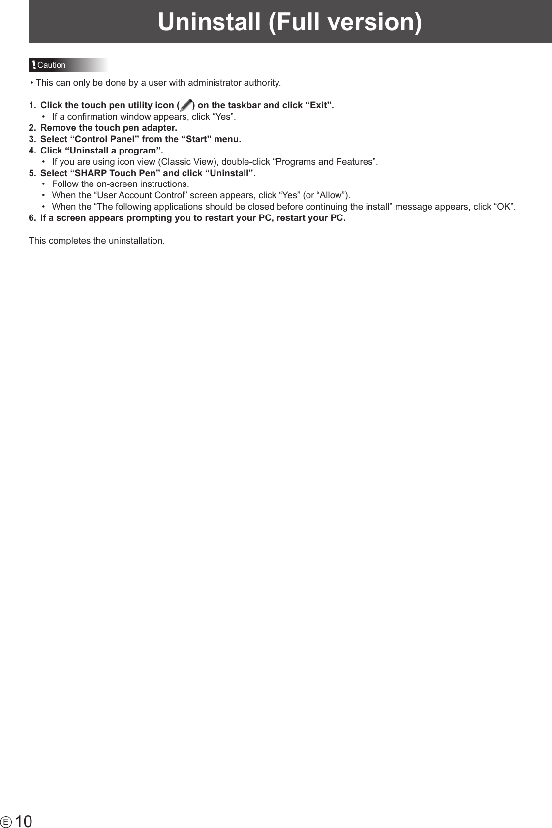 Page 10 of 11 - Sharp PN-60TA3 Touch Pen Utility User Manual To The Fc78e03e-7857-4b2f-8cbb-d5b773755bb5