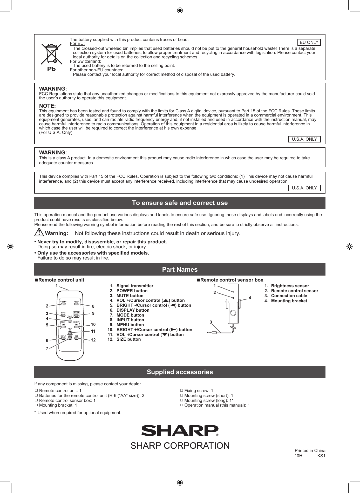 Page 2 of 2 - Sharp PN-ZR01 User Manual  To The F991b479-8164-447a-9dc0-9668ee8eede7