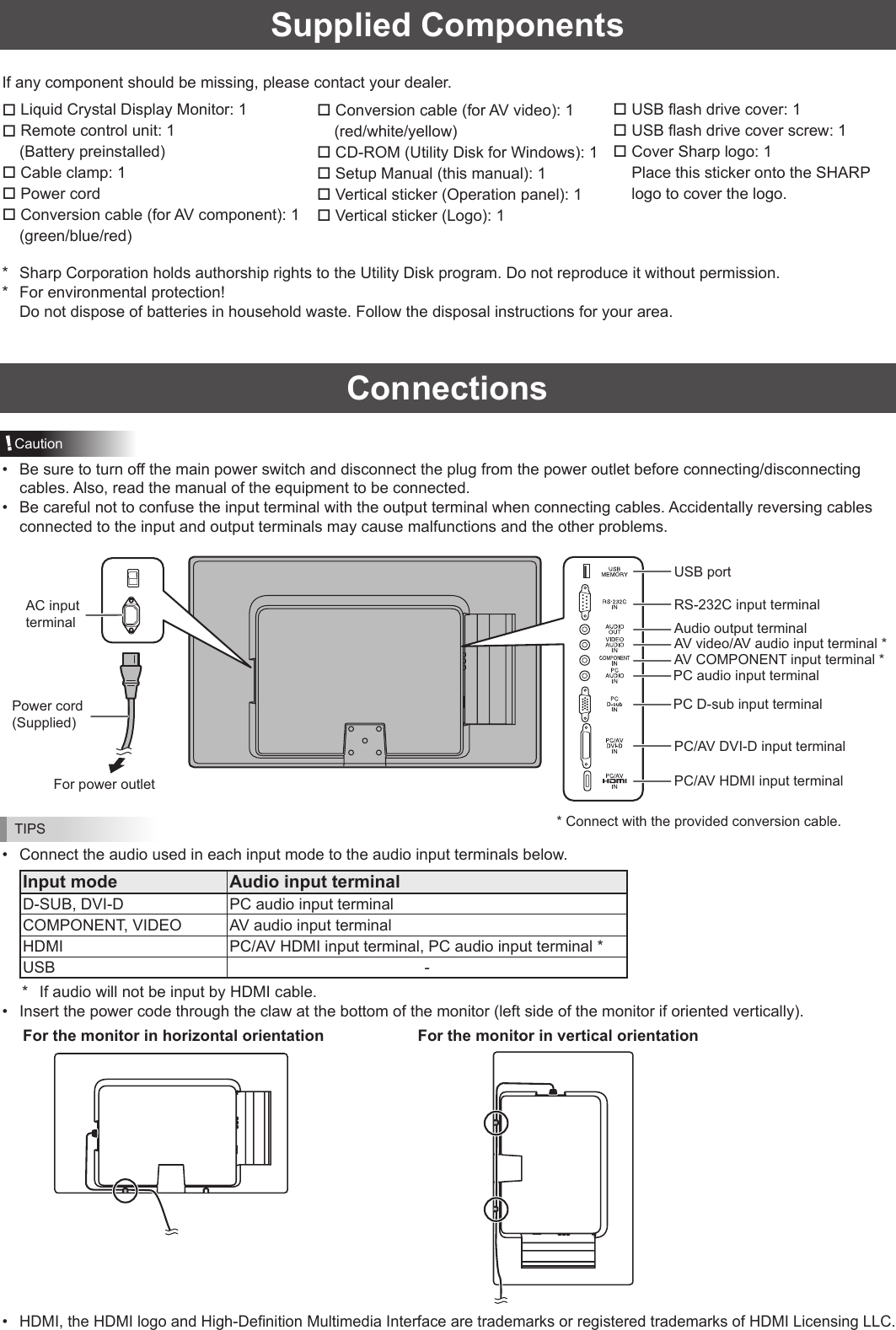 Sharp Pn T321 Quick Start Guide Setup Manual